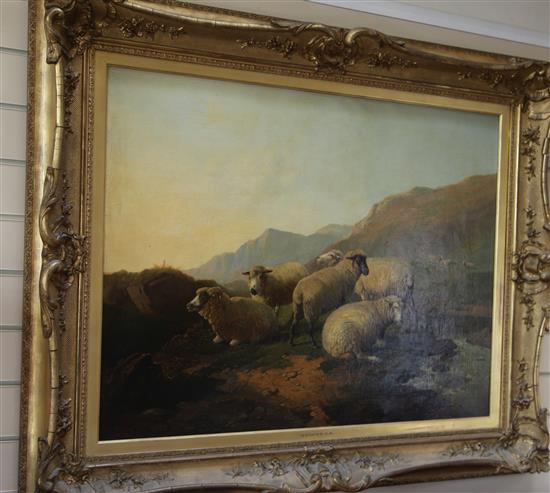 Thomas Sidney Cooper (1803-1902) Sheep on a hillside 28 x 36in.